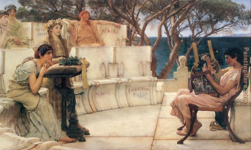 Sappho and Alcaeus painting - Sir Lawrence Alma-Tadema Sappho and Alcaeus art painting